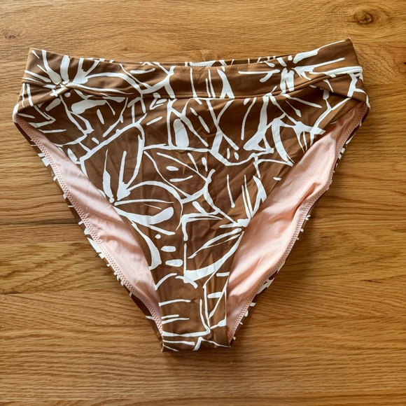 NWT Madewell High-Rise Crossover Bikini Bottom in Abstract Flora Sepia Size M - Picture 5 of 10